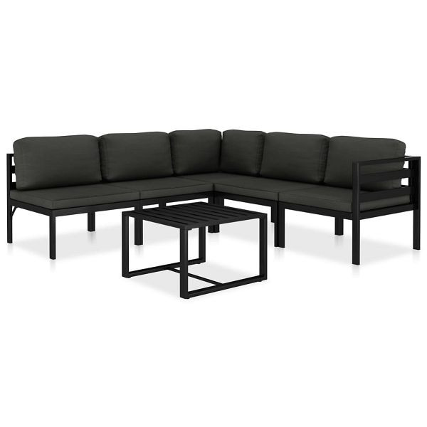 vidaXL 6-teilig Garten-Lounge-Set mit Kissen Aluminium Anthrazit, 49230