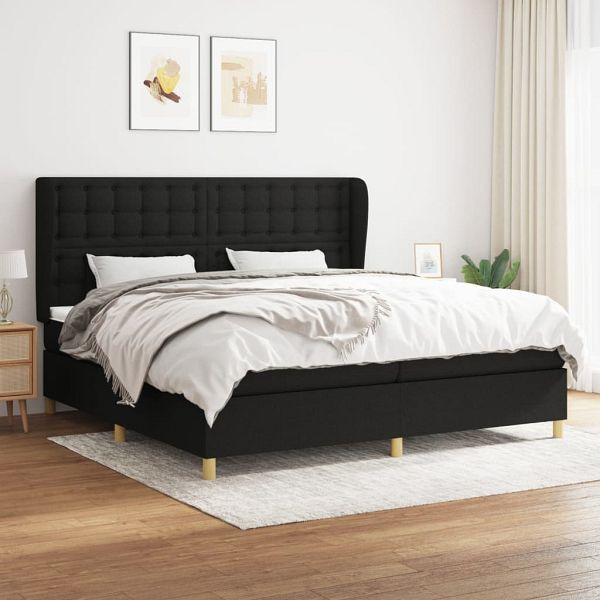 vidaXL Boxspringbett mit Matratze Schwarz 200x200 cm Stoff, 3128871