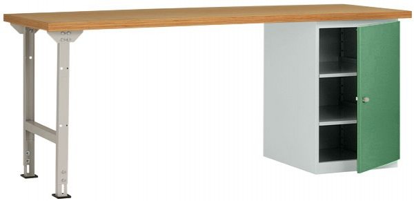 Manuflex Werkbanksystem COMBI Modell 8 mit Multiplexplatte, BxTxH = 2000 x 700 x 840 mm, Resedagrün, WC5124.6011