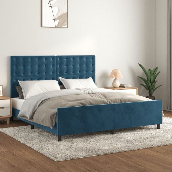 vidaXL Bettgestell mit Kopfteil Dunkelblau 180x200 cm Samt, 3126017