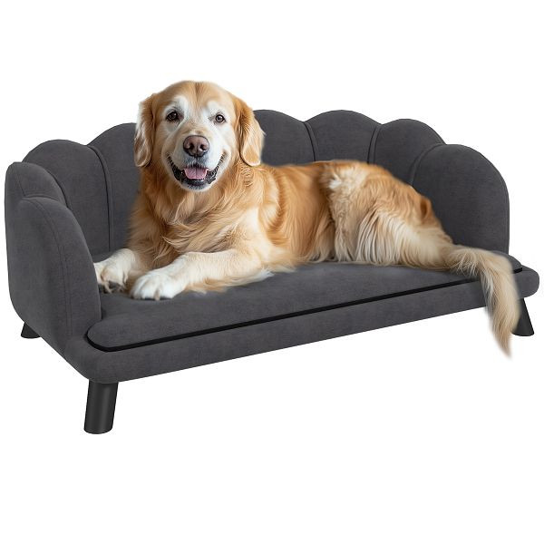PawHut Hundesofa Hundecouch, Waschbarer Bezug, Haustiersofa mit Rückenlehne und Holzbeine, Katzensofa, D04-153CG