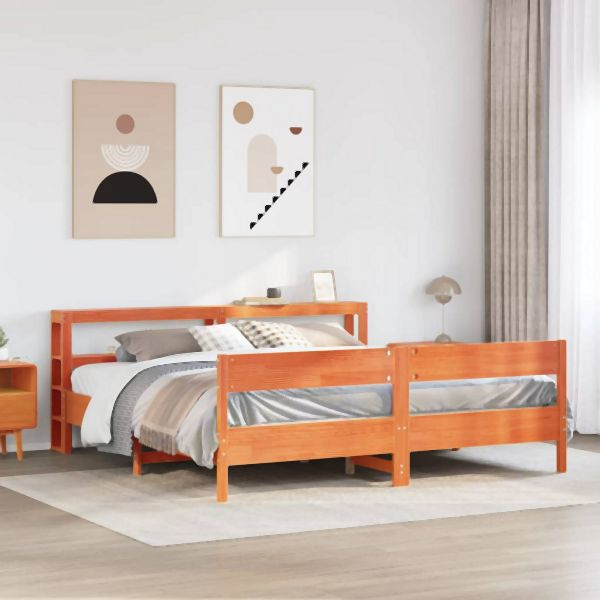 vidaXL Massivholzbett ohne Matratze Wachsbraun 200x200 Kiefernholz, 3306176