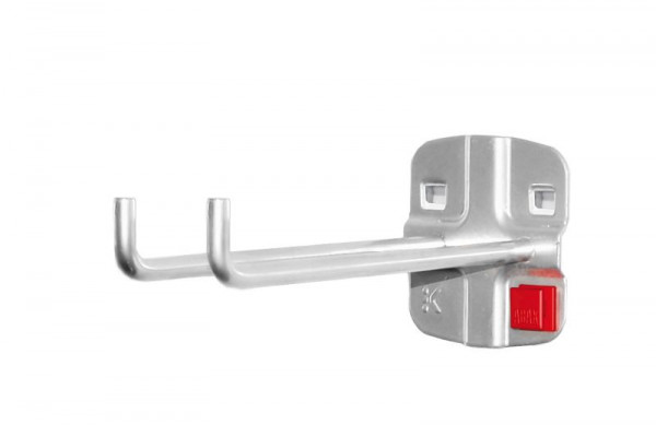 Kappes RasterPlan/ABAX Doppelter Werkzeughalter, L 150 mm, mit senkrechtem Hakenende, Ø 6 mm alufarben, 3340.00.6401