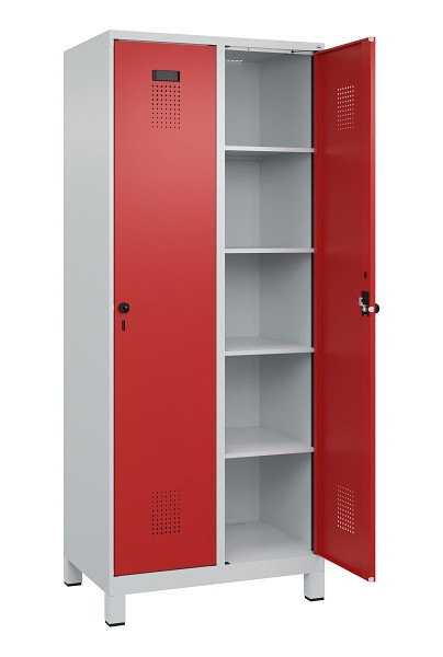 C+P Wäsche-Spind Evolo PLUS, mit Füßen, 2 Abteile, 1950x800x500mm, 7035/3000, Verschluss Drehriegel, Ablageböden 8, 049010-22B S10003