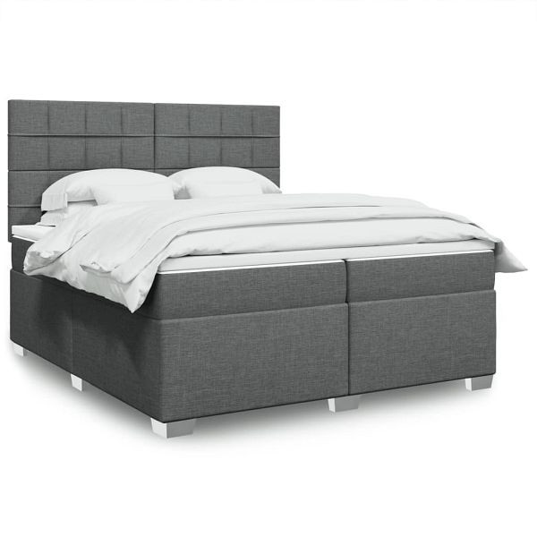 vidaXL Boxspringbett mit Matratze Dunkelgrau 200x200 cm Stoff, 3290596
