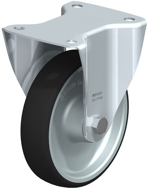 Blickle B-PATH 160R Stahlblech-Bockrolle mit Anschraubplatte, Thermoplastisches Polyurethan, Grau, 846996