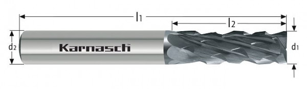 Karnasch VHM - Router, Umfang- und Stirnfräser d= 4,0 / Form HA / L2=16 / L1= 50 mm, VE: 2 Stück, 291783040016