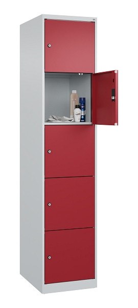 C+P Schließfachschrank Evolo PLUS, 5 Fächer, 1850x400x500mm, 7035/3003, 049000-125 S10004