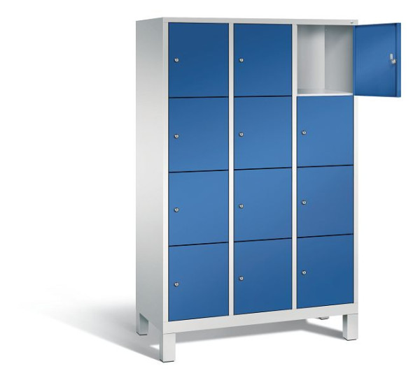 C+P Schließfachschrank Evolo, H1850xB1200xT500mm, Farbe: Lichtgrau / Enzianblau, 48010-324 S10064