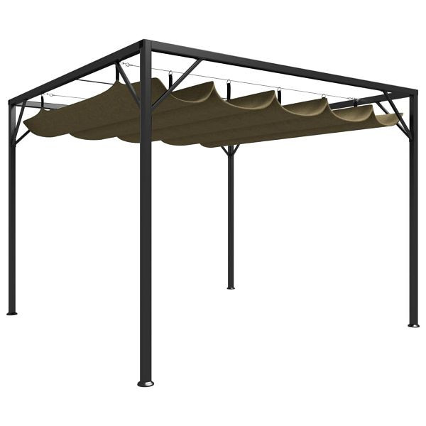 vidaXL Gartenpavillon mit Ausziehbarem Dach 3x3 m Taupe 180 g/m², 312220