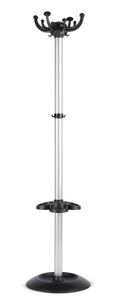 Deskin Garderobenständer JOLLY, Farbe grau/ schwarz, inkl. Schirmhalter, H 1680 mm, Standfuß Durchmesser 400 mm, 249662