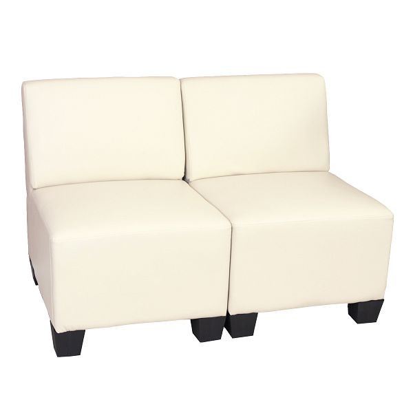Mendler Modular 2-Sitzer Sofa Couch Lyon, Kunstleder, creme, ohne Armlehnen, 2x21690