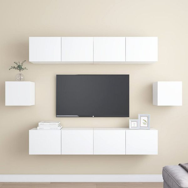 vidaXL 6-teilig TV-Schrank-Set Weiß Holzwerkstoff, 3078683