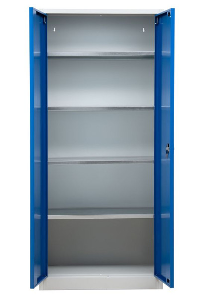 Gürkan Flügeltürenschrank, 38 x 80 x 180 cm, Lichtgrau, Enzianblau, Verzinkt, Fachboden Stück 4, FLC.18/V, 100048