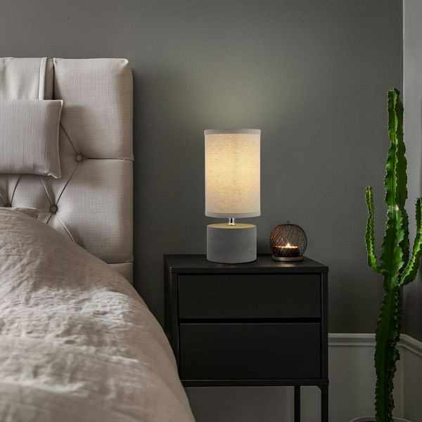 HOME DELUXE Kleine Tischlampe in Betonoptik, Grau, 61140