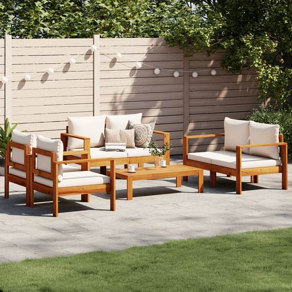 vidaXL 5-tlg. Garten-Sofagarnitur mit Kissen Massivholz Akazie, 3214840