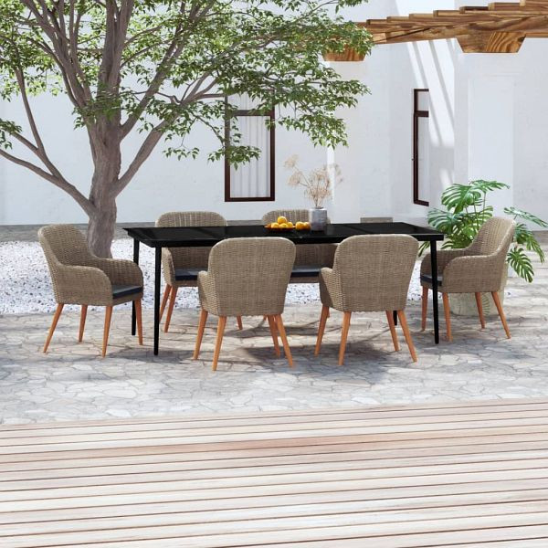 vidaXL 7-tlg. Garten-Essgruppe mit Kissen Braun, 3099527