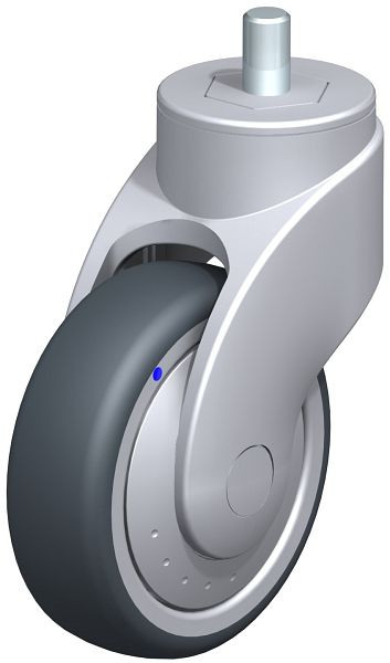 Blickle LWGX-TPA 101XK-FK-GSX12 Kunststoff-Lenkrolle WAVE, rostfrei, mit Gewindestift, Thermoplastisches Gummi-Elastomer, Grau, 751678
