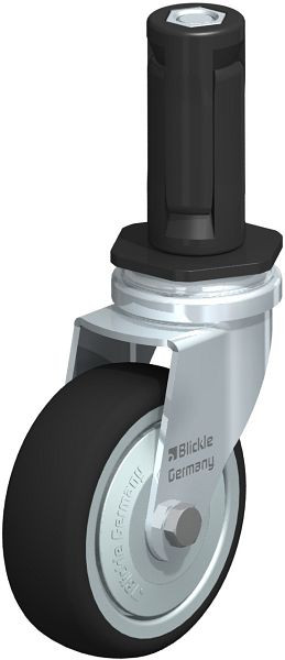 Blickle LRA-PATH 75K-FK-ER03 Apparate-Lenkrolle mit Expander, Thermoplastisches Polyurethan, Grau, 848665