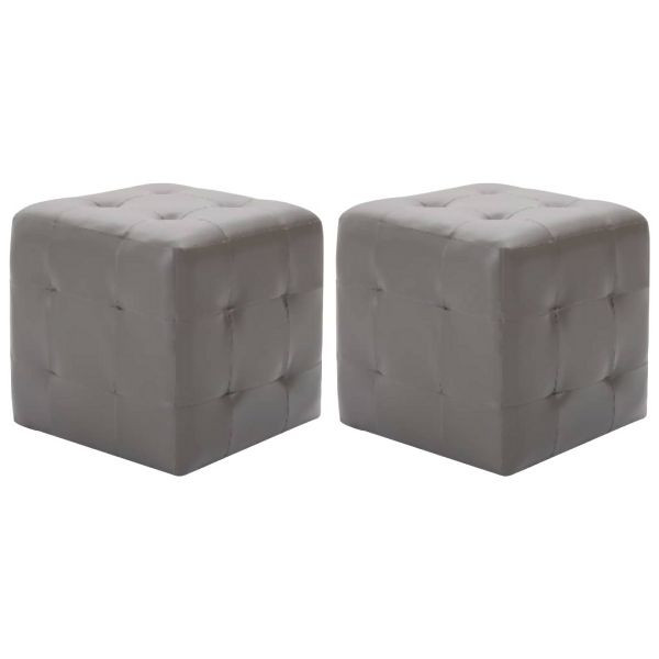 vidaXL Pouf 2 Stk. Grau 30x30x30 cm Kunstleder, Entspannung, 278381