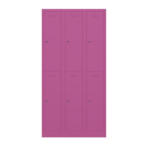 Bisley Garderobenschrank Primary Locker, 3 Abteile mit je 2 Fächern übereinander, 681 fuchsia, PL3050T2681