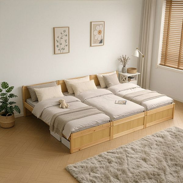 HOME DELUXE Familienbett DILAR inkl. Matratze Natur - 270 x 200 cm, 75394