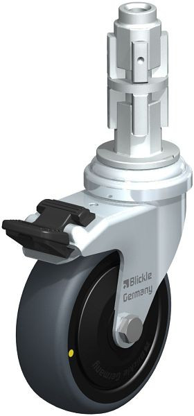 Blickle LRA-TPA 75K-FI-ELS-FK-E03 Apparate-Lenkrolle mit Expander & Feststeller, Thermoplastisches Gummi-Elastomer, Grau, 738700
