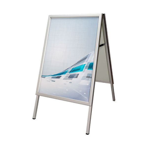 VKF Renzel Regenwasserfester Kundenstopper, 32 mm Profil, doppelseitig, mit Gehrungsecken, silber eloxiert, DIN A1, 50.0055.6