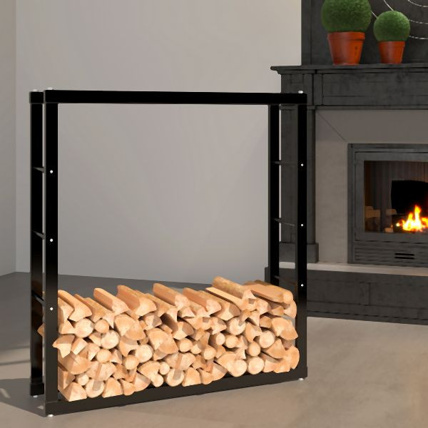 Metra Kaminholzregal für Innen und Außen, Metall Brennholzregal außen 100x25x100 cm, 10906