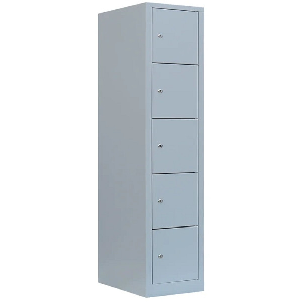 Lüllmann XL Schließfachschrank, 1 Abteil, 5 Fächer, 1900 x 415 x 450 mm, lichtgrau, 523910
