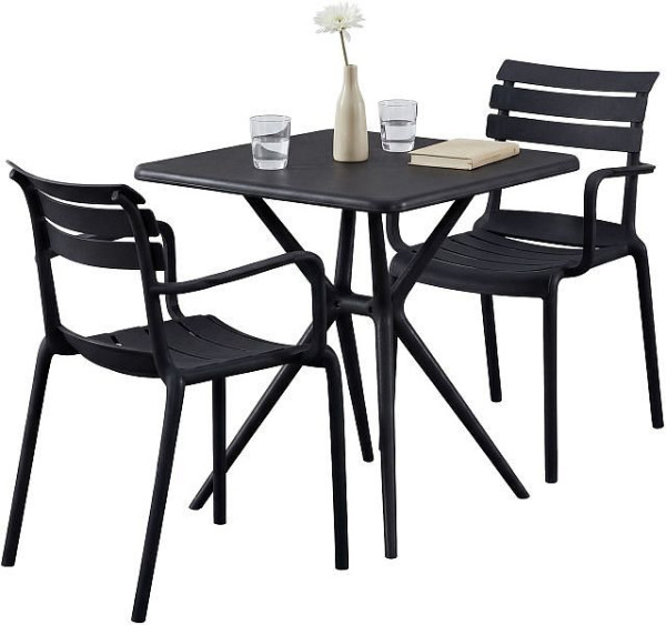 CLP Gartenmöbel-Set Avena mit 2 Stühlen, schwarz, 328043