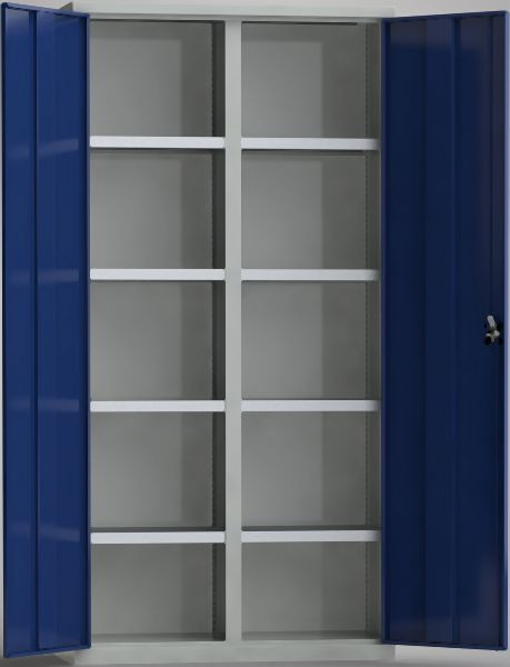KLW Universalschrank 2000x1000mm, 1 Mitteltrennwand, 8 verstellbare verzinkte Fachböden (je 80 kg), 7FN-NF2000TD-0204MRB
