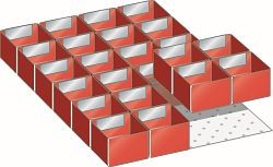 LISTA Set Einsatzkästen 18x27E (BxTxFH) 306x459x75mm, 24 Einsatzkästen 75x75mm, 80.414.000