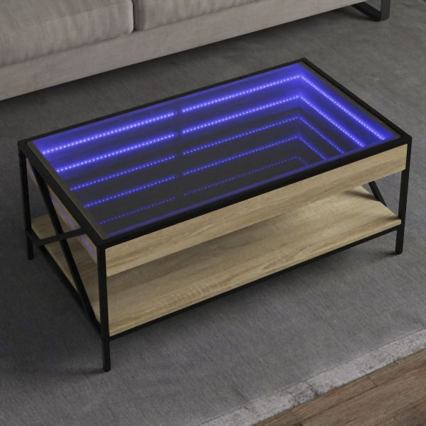 vidaXL Couchtisch mit Infinity-LED Sonoma-Eiche 90x50x38 cm, 847708