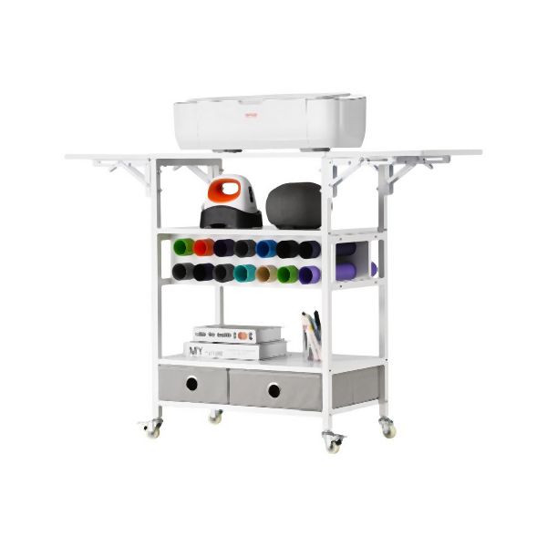 VEVOR Rollwagen Bastelwagen Servierwagen 14 Vinylrollenhalter 2 Schubladen, QGJZBSMABFB4OEX99V0