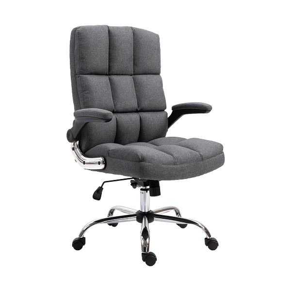 Mendler Bürostuhl HWC-J21, Chefsessel Drehstuhl Schreibtischstuhl, höhenverstellbar, Stoff/Textil dunkelgrau, 75496