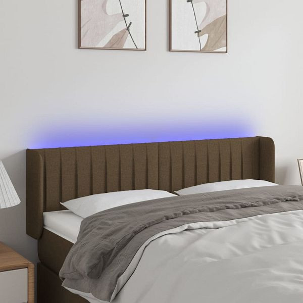 vidaXL LED Kopfteil Dunkelbraun 147x16x78/88 cm Stoff, 3123475