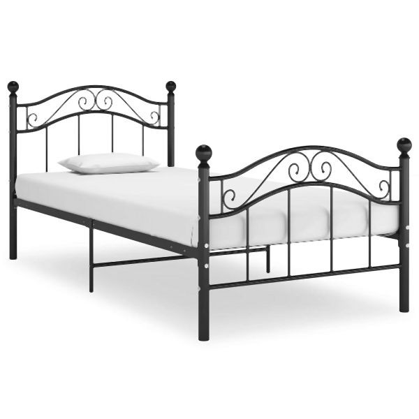 vidaXL Bett Schwarz Metall 100x200 cm, komfortabel, 324991