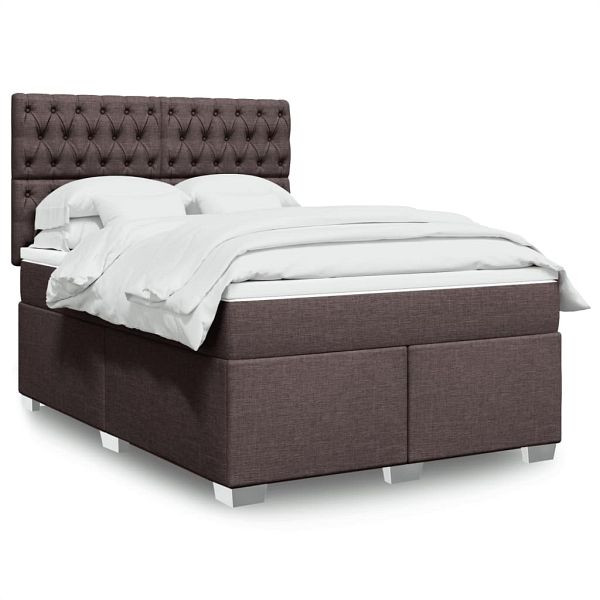 vidaXL Boxspringbett mit Matratze Dunkelbraun 140x190 cm Stoff, 3292793