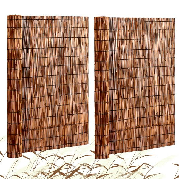 VEVOR 2x Sichtschutz Balkon Schilfrohrmatte Schilf Schilfmatte Zaun 5x1,2m Braun, LWWL2JT164FTHUJI5V0