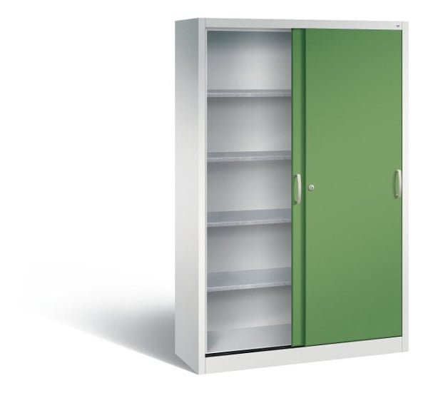 C+P Schiebetürenschrank Acurado, H1950xB1200xT400mm, Farbe: Lichtgrau / Resedagrün, Bügelgriff, 2049-00 S10076