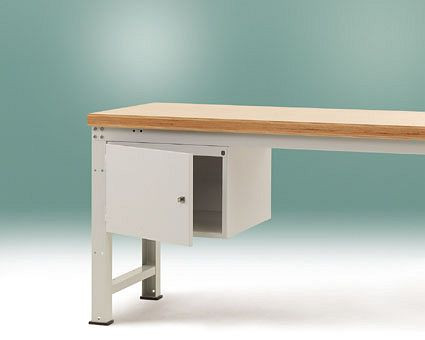 Manuflex Gehäuse-Unterbau mit Tür, Türanschlag links, Nutzhöhe 300 mm, für Tischtiefe 700 mm, lichtgrau/brillantblau, ZB4231.0002