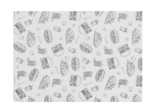 Hendi Einschlagpapier fettdicht, Fastfood-motiv 250x350 mm, VE: 500 Stück, 678275