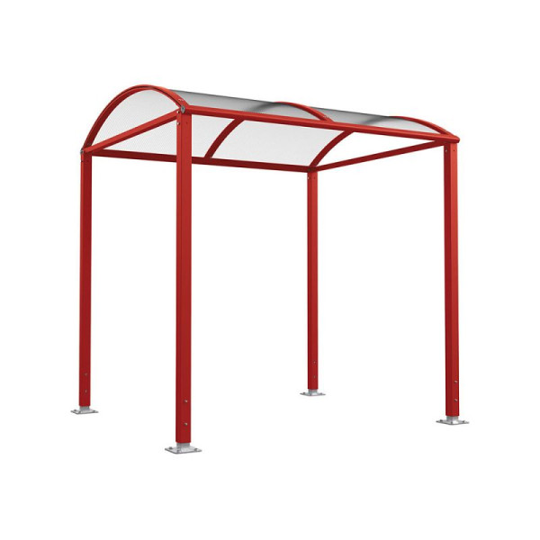 STEIN HGS PROCITY® Fahrradüberdachung Vierkantrohr „M” Grundmodell, mit LED, Purpurrot Ral 3004, 78358.0011