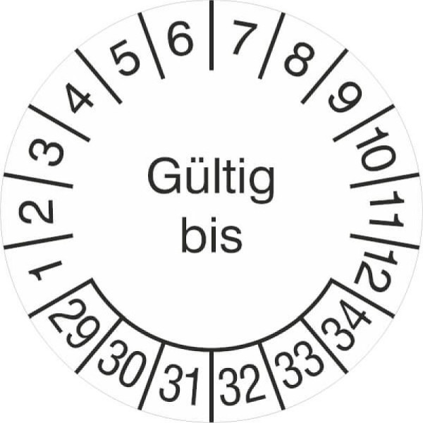 Stein HGS Prüfplaketten ohne Jahresfarbe (6 Jahre), Gültig bis, 2029-2034, 31.3688-29