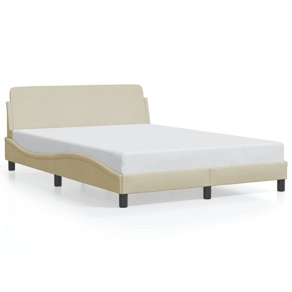vidaXL Bettgestell mit Kopfteil Creme 140x190 cm Stoff, 373170