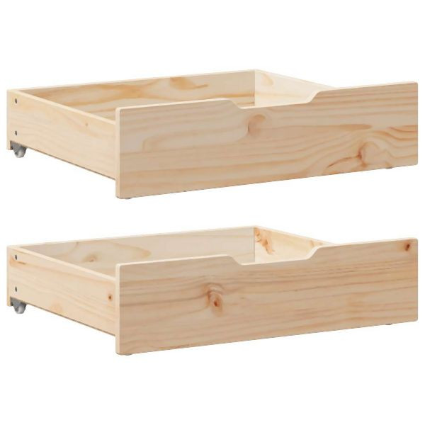 vidaXL Bettschubladen mit Rollen 2 Stück 65x55x17 cm Massivholz Kiefer, 850935