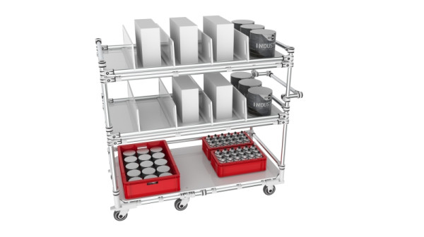 TRILOGIQ 3-stöckiger Regal-Trolley mit verstellbarem Gefache, 49A-16