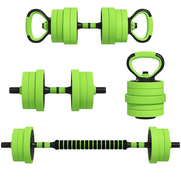 SPORTNOW 4 in 1 Hanteln Set 20 kg verstellbare Kurzhantel & Langhantel Kettlebell Liegestützgriffe Grün, A91-287V00GN