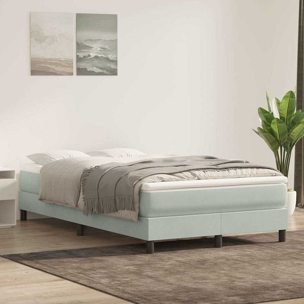 vidaXL Boxspringbett mit Matratze Hellgrau 120x220 cm Samt, 3315963